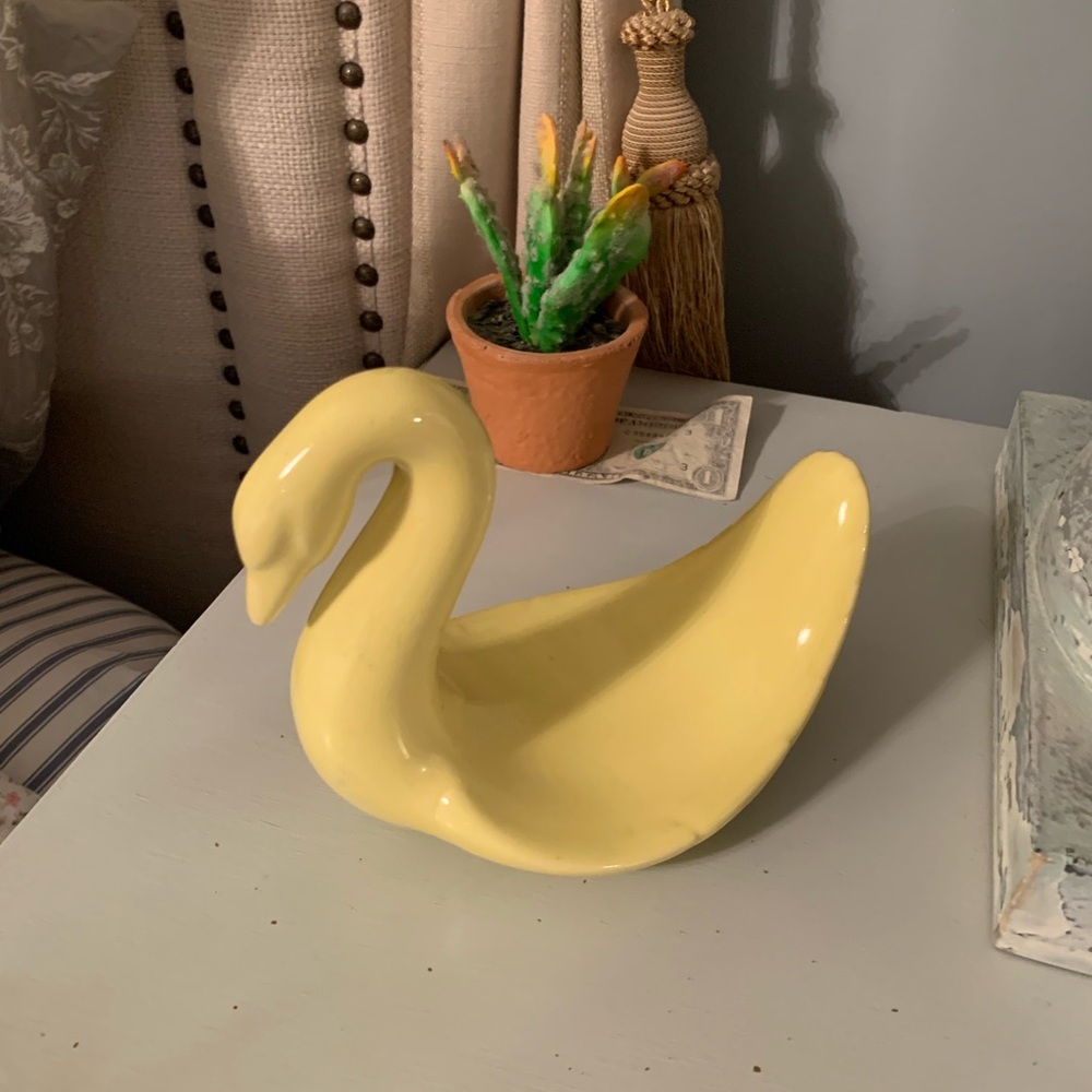 Vintage Yellow Swan Ceramic Dish